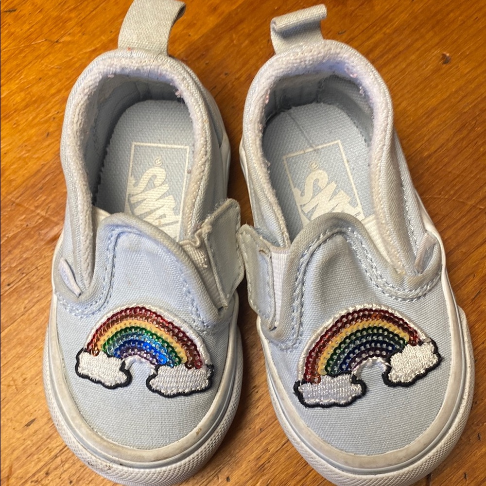 Vans Blue Sneakers with Rainbow Design